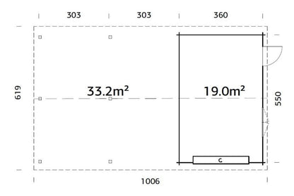 Garáž Roger 19,0 +33,2 m2 - s výsuvnými vraty