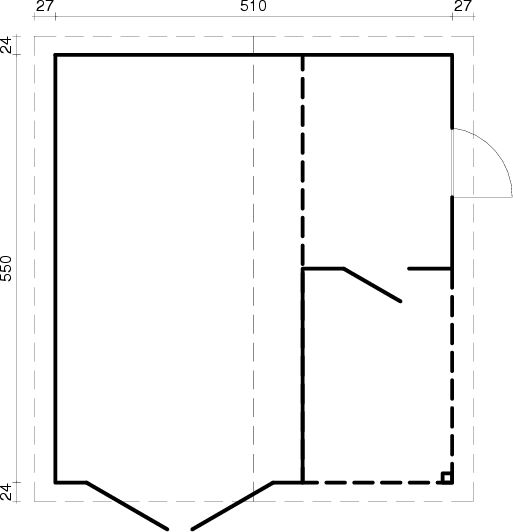 Garáž Roger 21,9 + 5,2 m2 - s dřevěnými dveřmi