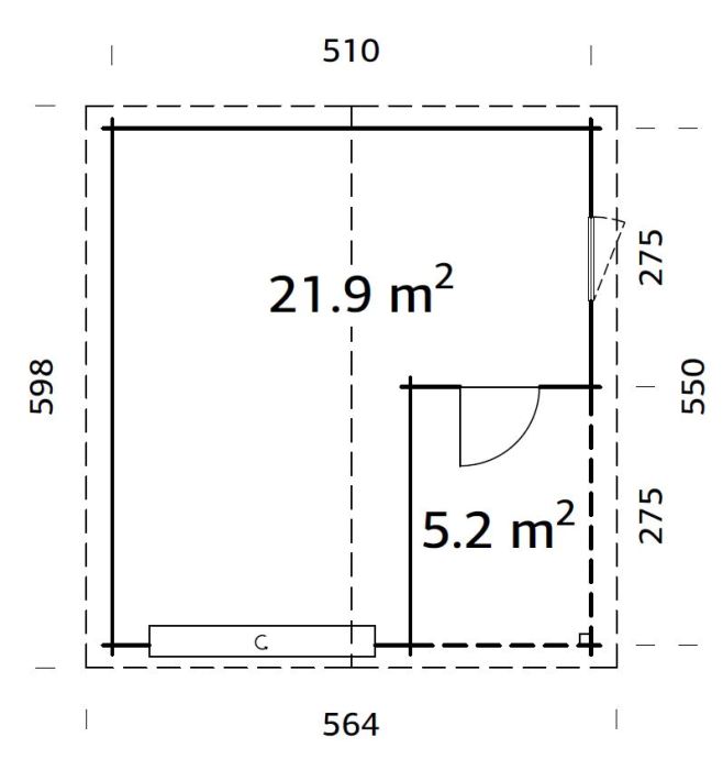Garáž Roger 21,9 + 5,2 m2  - výsuvná vrata