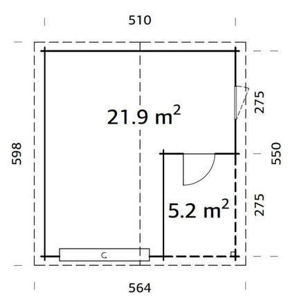 Garáž Roger 21,9 + 5,2 m2  - výsuvná vrata