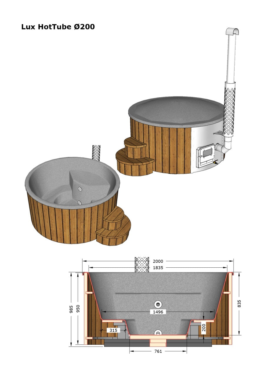 Hot Tub 200 Deluxe - Koupací sud, vnitřní kamna