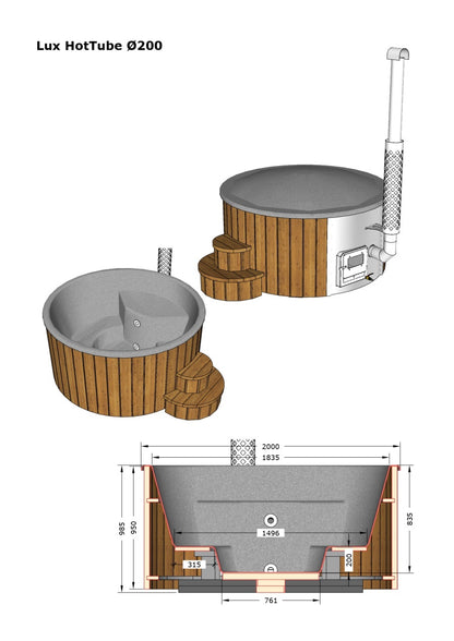 Hot Tub 200 Deluxe - Koupací sud, vnitřní kamna