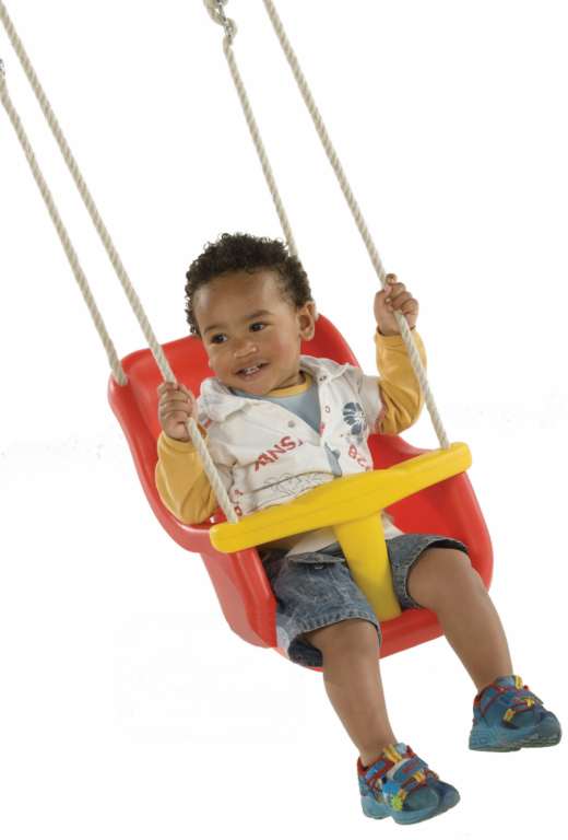 HOUPAČKA Monkey´s Home plastová Baby Luxe ČERVENÁ