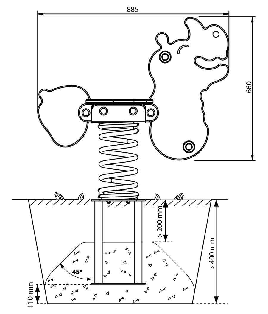 Houpačka pružinová - Nosorožec