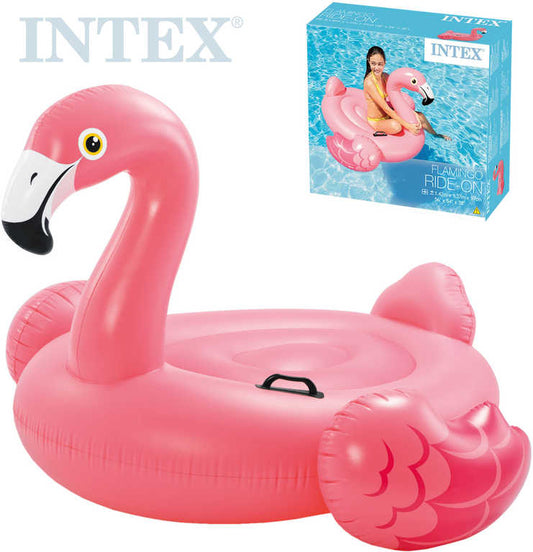 INTEX Plameňák malý nafukovací s úchyty 142x137x97cm dětské vozítko do vody 57558