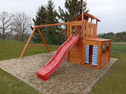 Dětské hřiště Monkey´s Home Velký pirát JOLLY červená