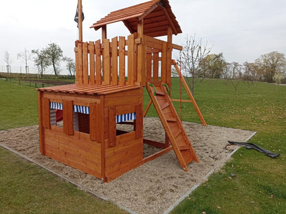Dětské hřiště Monkey´s Home Velký pirát JOLLY červená