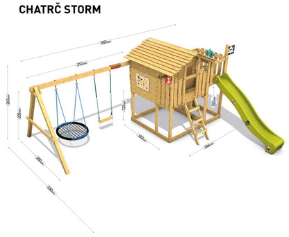 Dětský domeček Monkey´s Home Chatrč pirát Storm s houpačkami - modré