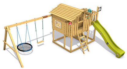 Dětský domeček Monkey´s Home Chatrč pirát Storm s houpačkami - modré