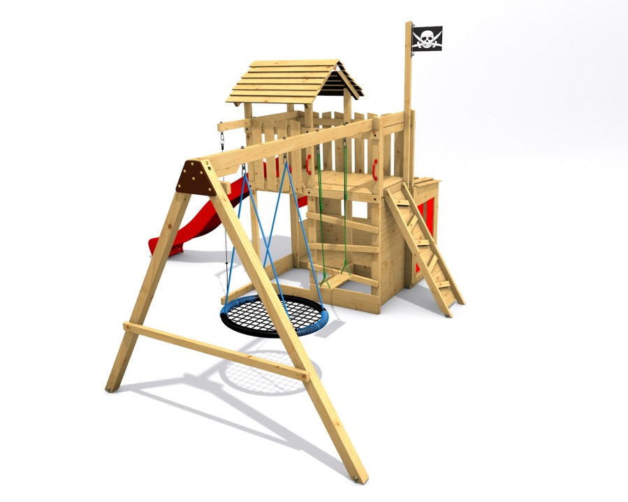 Dětské hřiště Monkey´s Home Velký pirát JOLLY červená