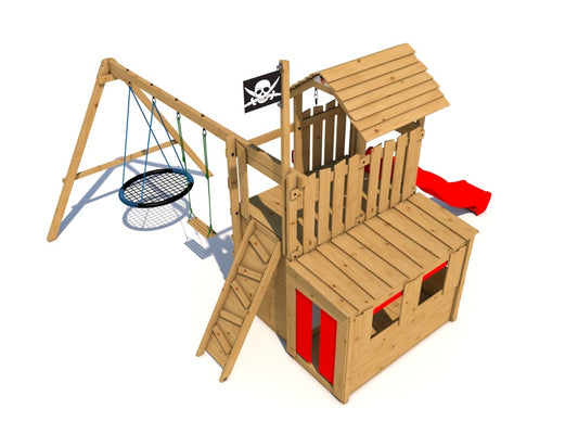 Dětské hřiště Monkey´s Home Velký pirát JOLLY červená