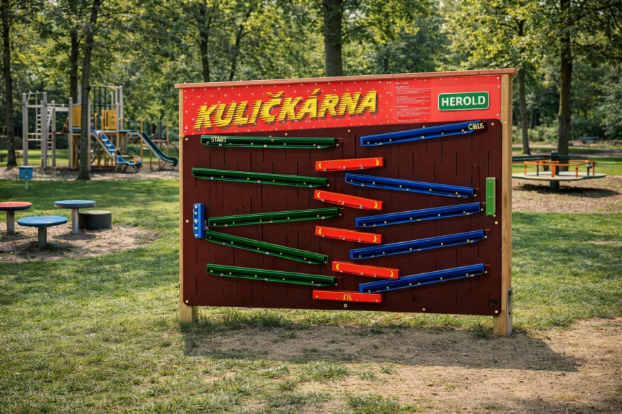 Kuličkárna pro dva hráče ve stojanu s tabulemi