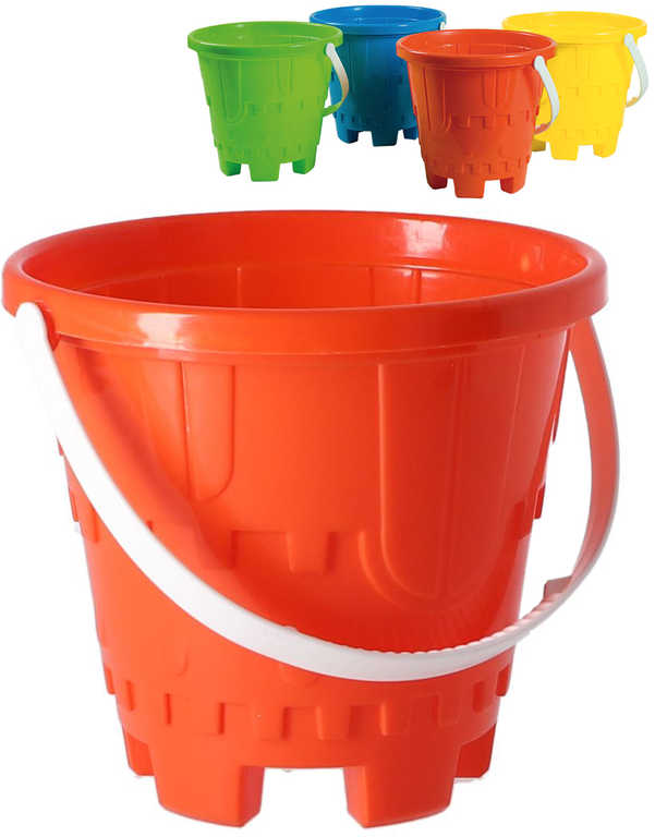 Kyblík barevný na písek formička 2v1 hrad 17cm 4 barvy plast