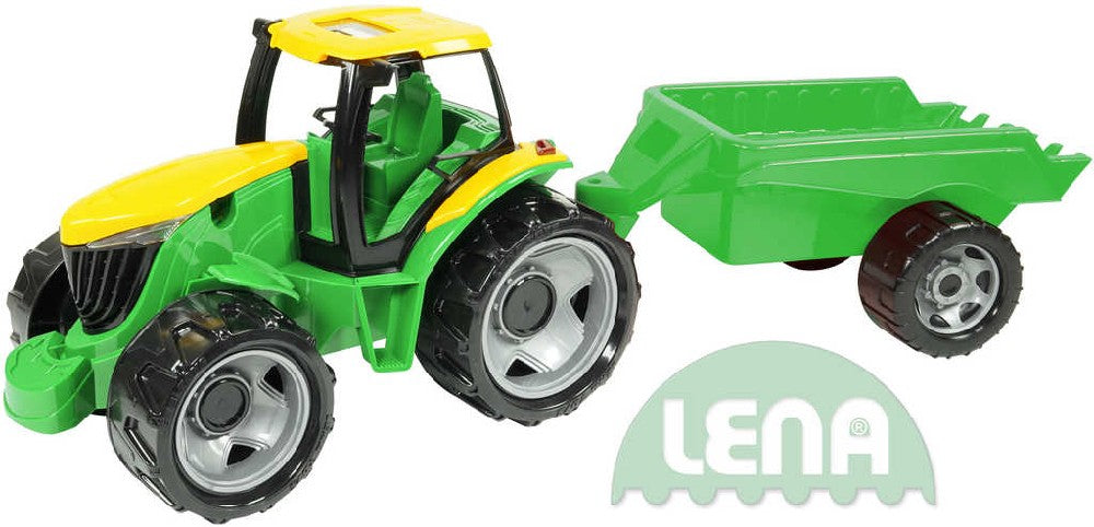 LENA Traktor plastový zelený set s přívěsem 94cm v krabici