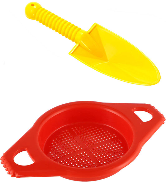 LORI 214 Lopatka rýč 25cm baby dětský set se sítkem na písek mix barev plast