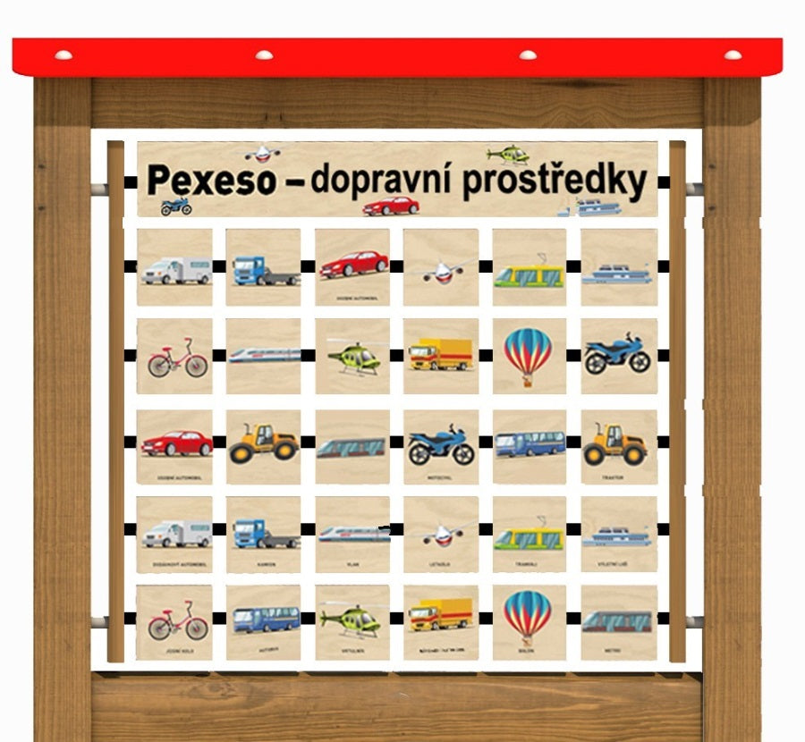 Monkeys Edukační panel Pexeso - Dopravní prostředky na stěnu