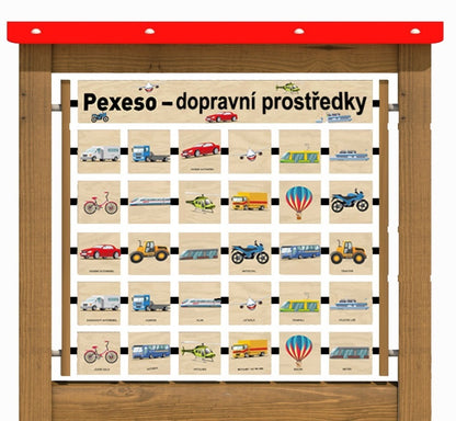 Monkeys Edukační panel Pexeso - Dopravní prostředky na stěnu