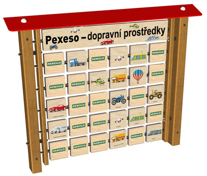 Monkeys Edukační panel Pexeso - Dopravní prostředky na stěnu