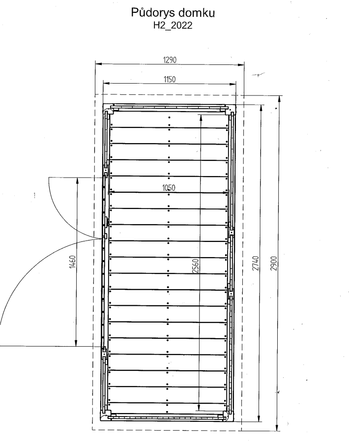 Nářaďový domek (dřevník)  H2 (274 x 115 cm) tl. 19mm