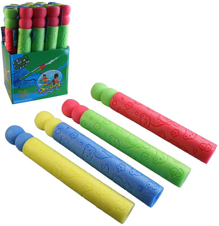 Pistole vodní dělo 44cm pěnová soft trubice na vodu 4 barvy