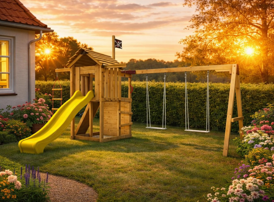 Dětské hřiště Monkey´s Home Malý pirát JIM se žlutou skluzavkou