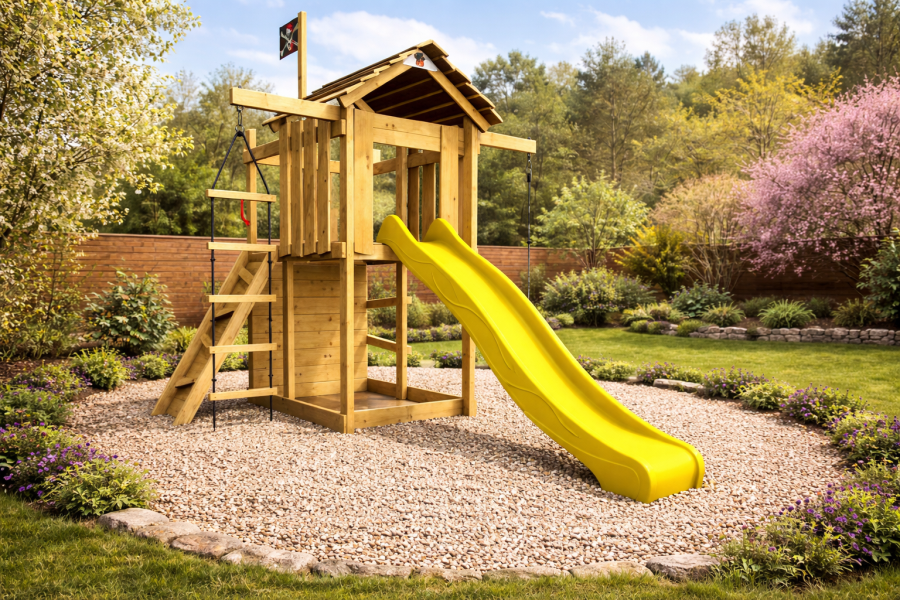 Dětské hřiště Monkey´s Home Malý pirát JOE se žlutou skluzavkou