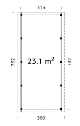 Přístřešek na auto Karl 23,1 m2