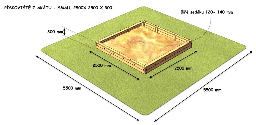 Monkey pískoviště SMALL 2,5x2,5m z akátu