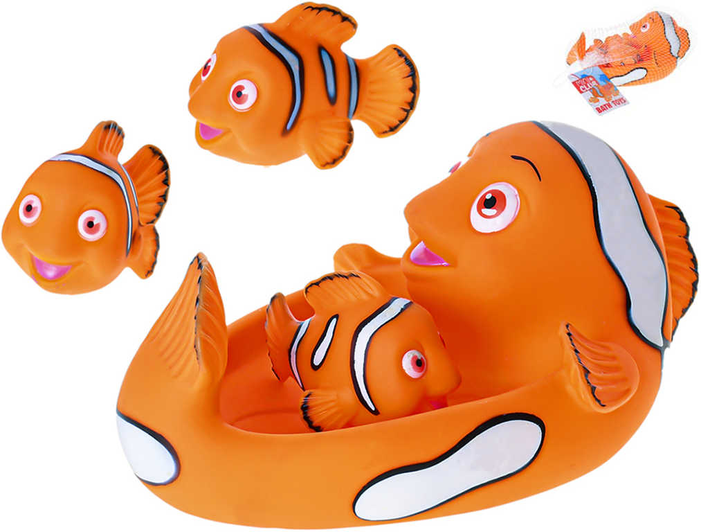 Ryba 20cm + 3 rybičky Mini Club baby sada do vany na koupání pro miminko
