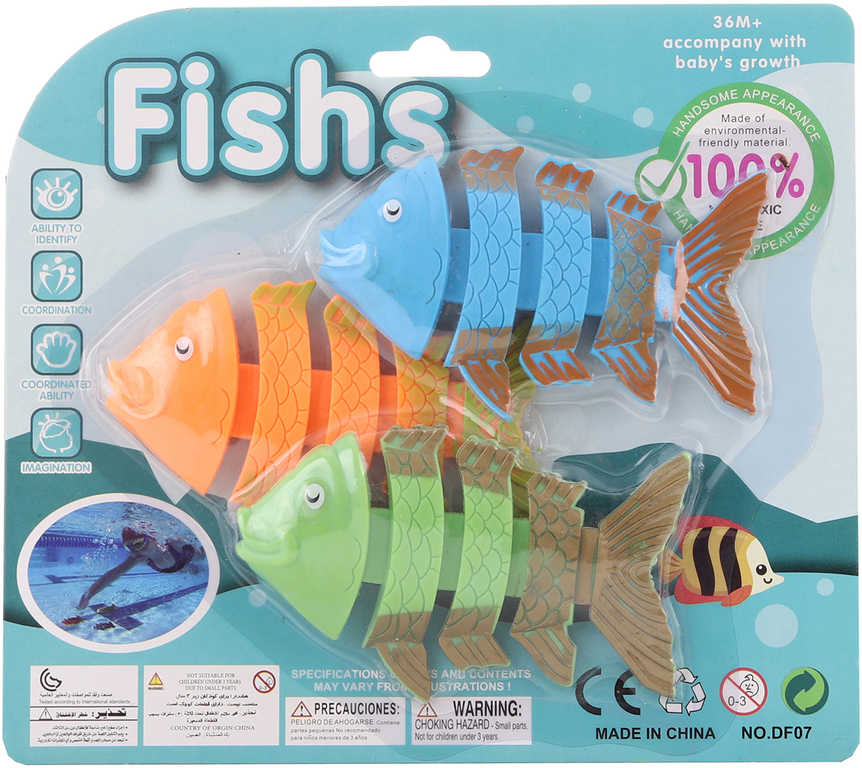 Rybičky kostry set 3ks na potápění do vody plast na kartě