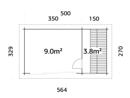 Sauna Sanna 12,8 m2 s posuvnými dveřmi s dvojitým sklem