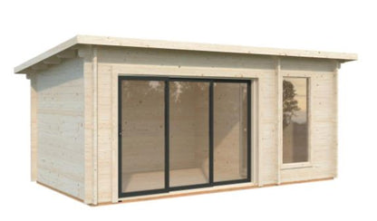 Sauna Sanna 12,8 m2 s posuvnými dveřmi s dvojitým sklem