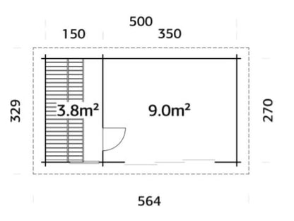 Sauna Sanna 12,8 m2 s posuvnými dveřmi s dvojitým sklem