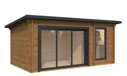 Sauna Sanna 12,8 m2 s posuvnými dveřmi s dvojitým sklem