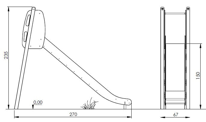 Skluzavka se schůdky 1,5m