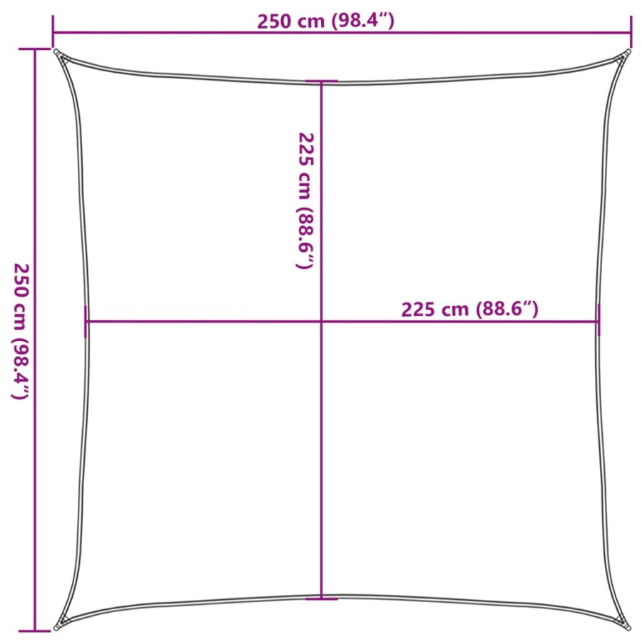 Stínící plachta čtvercová - 2,5x2,5 m