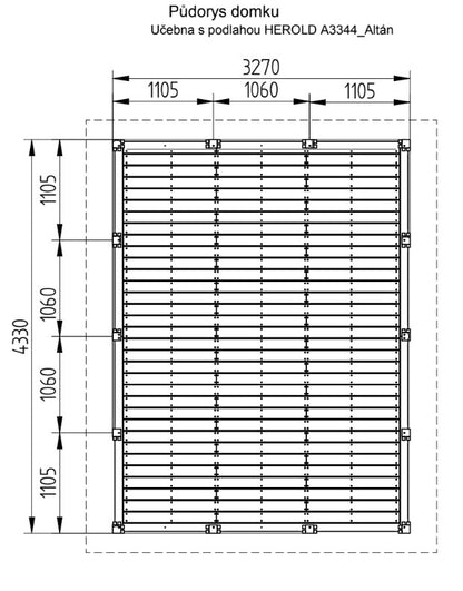 Učebna s podlahou HEROLD A3344 14,1 m2