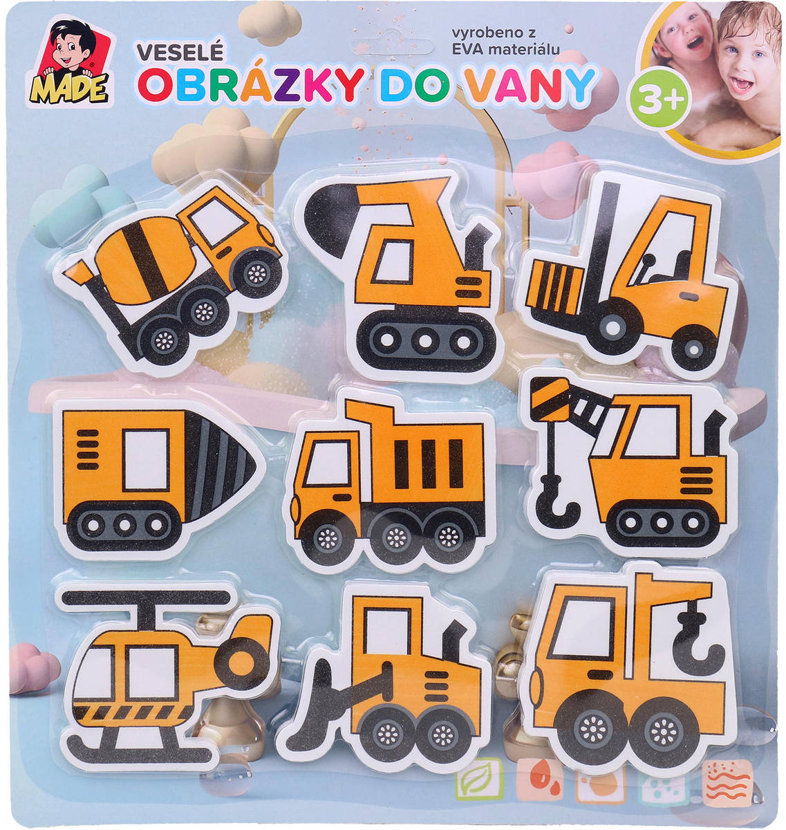 Vodolepky soft pěnové dopravní prostředky set 9ks do vany do vody