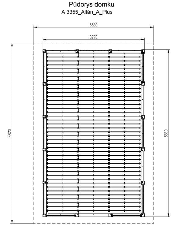 Zahradní Altán  HEROLD A3355 A Plus  s boční stěnou a podlahou 16,6 m2 (plná boční stěna)