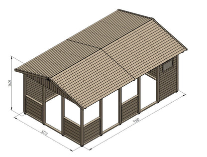 Zahradní Altán  HEROLD A3355 AX Plus s plnou boční stěnou 16,6 m2  (bez podlahy)
