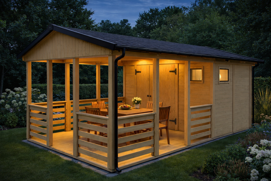 Zahradní altán Herold A3355 B s terasovou podlahou (6,3 + 9,6 m2)