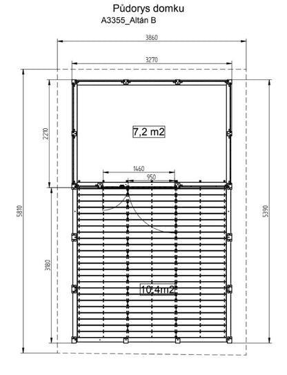Zahradní altán Herold A3355 BX Plus s boční stěnou (6,3 + 9,6 m2)