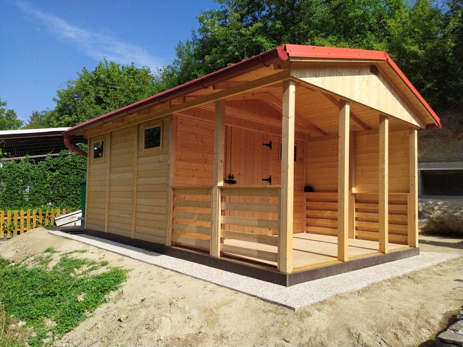 Zahradní altán Herold A3355 C Plus s terasovou podlahou a boční stěnou (9,6 + 6,3 m2)