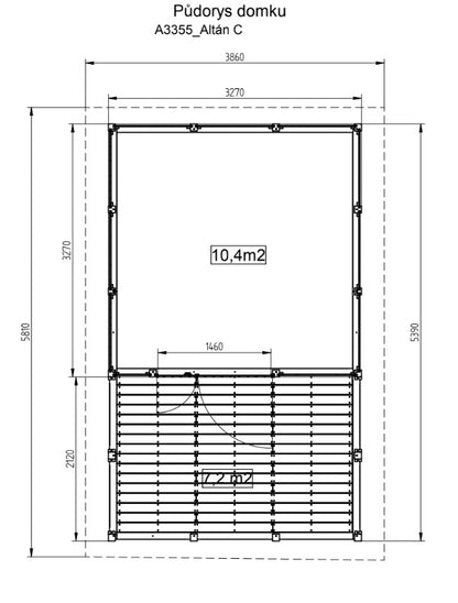Zahradní altán Herold A3355 C s terasovou podlahou (9,6 + 6,3 m2)