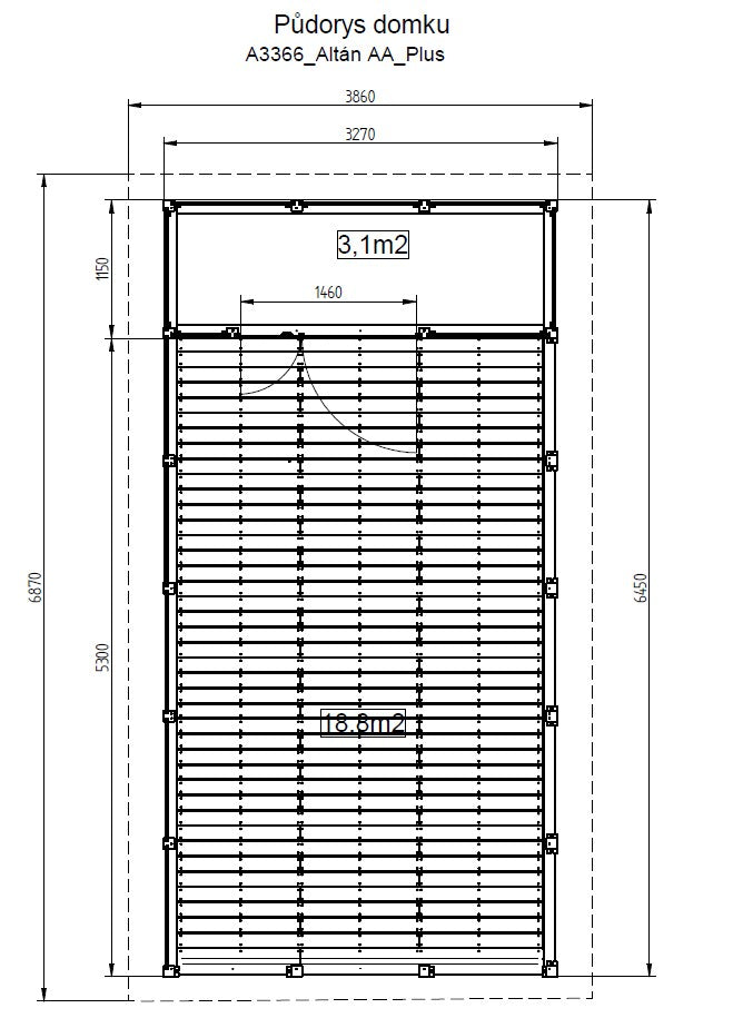 Zahradní altán Herold A3366 AA Plus s plnou boční stěnou a terasovou podlahou(3,1 + 15,8 m2)