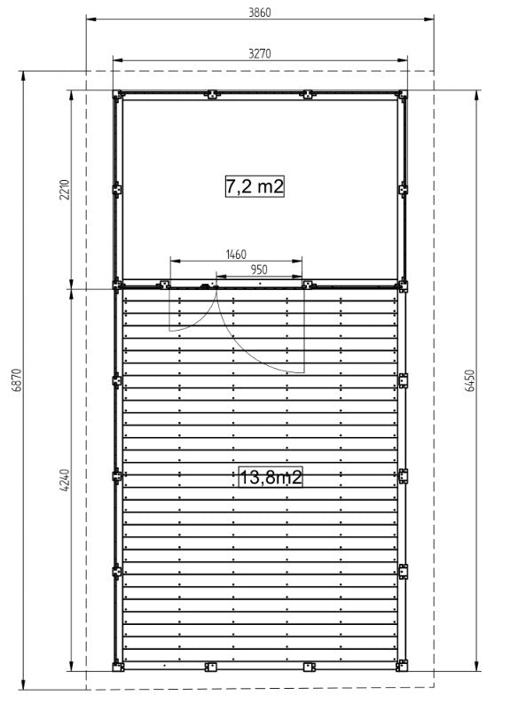 Zahradní altán Herold A3366 B s terasovou podlahou(6,3 + 12,6 m2)