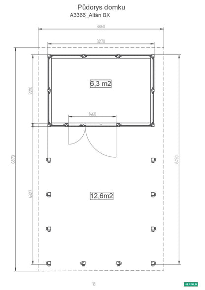 Zahradní altán Herold A3366 BX (6,3 + 12,6 m2)