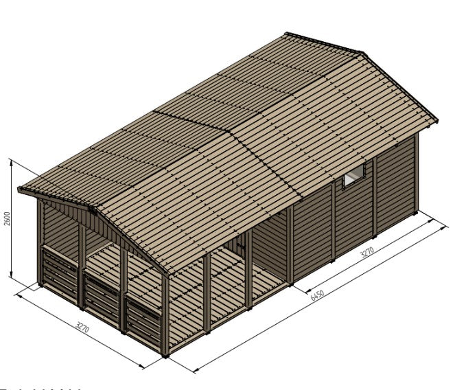 Zahradní altán Herold A3366 C Plus s boční stěnou a terasovou podlahou (9,6 + 9,6 m2)
