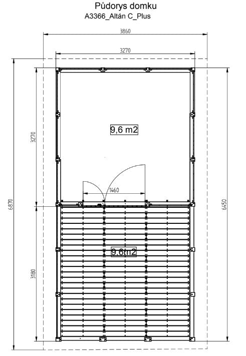 Zahradní altán Herold A3366 C s terasovou podlahou (9,6 + 9,6 m2)