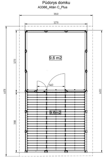 Zahradní altán Herold A3366 C s terasovou podlahou (9,6 + 9,6 m2)
